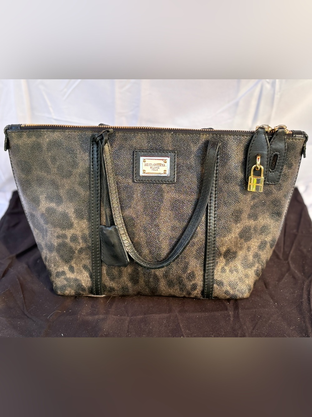 Dolce & Gabbana Grey Leopard Print Handbag